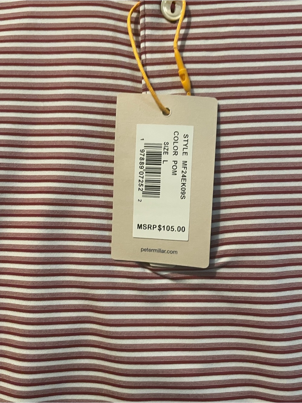 Peter Millar Alabama Crimson Tide Polo Men’s Large NWT Striped Golf Shirt - Picture 4 of 7